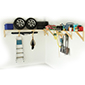 Contents:- 7 x boxes = 28 x slats (shelves), 9 x wall brackets (support) + 5 spare wall brackets.<br/>
Design idea:- Utilize a corner in your garage to neatly store your motor vehicle, camping, fishing, garden and sports equipment.